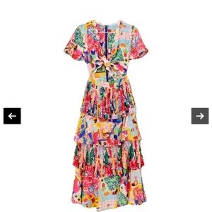 CeliaB In Bloom Tiered Midi Cut Out Floral City Print Dress